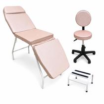 Kit Maca Estética 3 Posições Rose Gold Mocho com Encosto e Escada