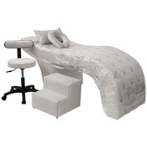 Kit Maca Estética Charme para Cílios + Mocho + Escada + Capa Veludo Cor:Veludo Bege Marfim