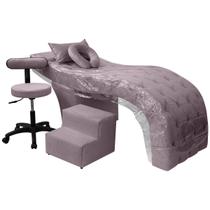 Kit Maca Estética Charme para Cílios + Mocho + Escada + Capa Veludo Cor:Veludo Rosê Envelhecido