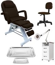 Kit Maca Podologia Chocolate Mocho Armário Exaustor Bandejas