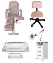 Kit Maca Podologia Rose Gold Mocho Armário Exaustor Bandejas