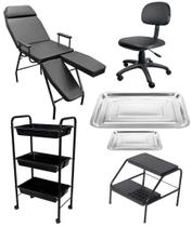 Kit Maca Tatuagem até 160Kg Carrinho Mocho Escada Bandejas Fiscomed