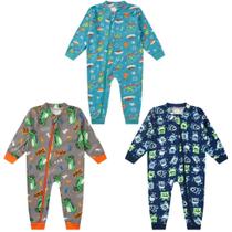 Kit Macacão 2 Peças Malha com Ziper Frontal Bebê Menino Kit Macacão 2 Peças Malha com Ziper Frontal Bebê Menino