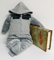 Kit Macacão + Colete Bebe Menino Plush Enxoval Capuz 261 Kit Macacão + Colete Bebe Menino Plush Enxoval Capuz 261