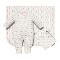 Kit Macacão Cueiro e Naninha Hug Presenteável FEMININO Kit Macacão Cueiro e Naninha Hug Presenteável FEMININO