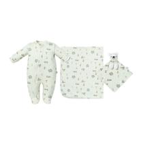 Kit Macacão Cueiro Naninha Hug Presenteável Fazendinha Verde