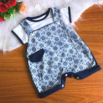 Kit Macacão curto e camiseta bebe menino para verão conjunto para bebê - futukinhas baby