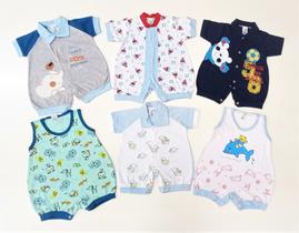 Kit Macacão Curto em Malha - Com Manga e Regata - 4 Unidades - Masculino - Nethuno Baby Kit Macacão Curto em Malha - Com Manga e Regata - 4 Unidades - Masculino - Nethuno Baby