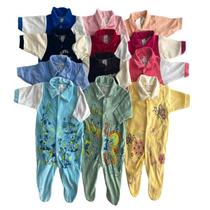 Kit Macacão de Bebe Plush C/ Gola Estampado 2 Peças