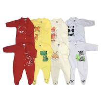 Kit Macacão de Malha Estampado no Peito e Pézinho 2 Peças Menina e Menino Kit Macacão de Malha Estampado no Peito e Pézinho 2 Peças Menina e Menino