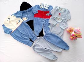 Kit Macacão e Conjunto de Body em Plush Light - 7 Peças - Azul - Nethuno Baby Kit Macacão e Conjunto de Body em Plush Light - 7 Peças - Azul - Nethuno Baby