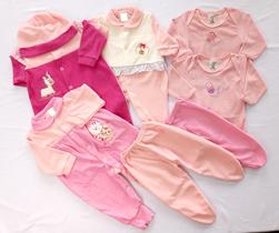 Kit Macacão e Conjunto de Body em Plush Light - 7 Peças - Rosa - Nethuno Baby Kit Macacão e Conjunto de Body em Plush Light - 7 Peças - Rosa - Nethuno Baby