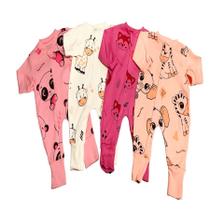 Kit Macacão Estampado Malha Suedine 4 Peças Vira Pé Com Zíper Kit Macacão Estampado Malha Suedine 4 Peças Vira Pé Com Zíper