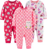 Kit Macacão Fleece Menina Infantil Manga Longa Carter,s