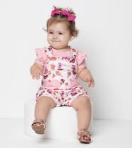 Kit Macacão Jardineira + Body Luxo Bebê Menina Verão 7947 Kit Macacão Jardineira + Body Luxo Bebê Menina Verão 7947