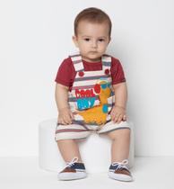 Kit Macacão Jardineira + Body Luxo Bebê Menino Verão 7963