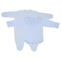 Kit Macacão Laço Branco e Body com Gola e Punho de Renda Kit Macacão Laço Branco e Body com Gola e Punho de Renda