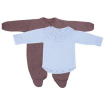 Kit Macacão Links Rosê e Body Com Gola e Punho de Renda Kit Macacão Links Rosê e Body Com Gola e Punho de Renda