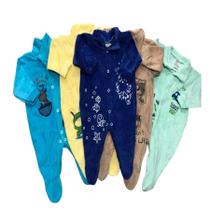 Kit Macacão Plush Bebe Infantil Menino e Menina 5 Peças Vários Modelos Com Pezinho Kit Macacão Plush Bebe Infantil Menino e Menina 5 Peças Vários Modelos Com Pezinho