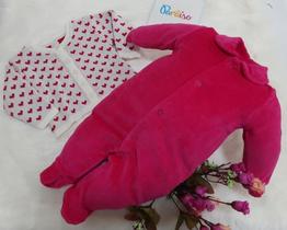 Kit Macacao Plush Longo + Cardigan Paraiso Bebe Menina 7024 Kit Macacao Plush Longo + Cardigan Paraiso Bebe Menina 7024