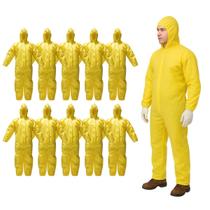 Kit Macacão Proteção Química 10 Unidades Amarelo Impermeável Kit Macacão Proteção Química 10 Unidades Amarelo Impermeável