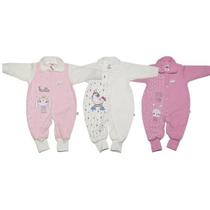 Kit Macacão Quentinho 3 Pçs O Melhor P/ o Seu Bebê - Meninas Kit Macacão Quentinho 3 Pçs O Melhor P/ o Seu Bebê - Meninas