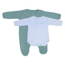Kit Macacão Setta Verde e Body Gola Bordada