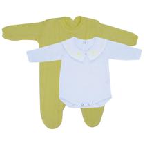Kit Macacão Trança Amarelo com Body Gola Bordada DU