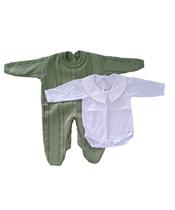 Kit Macacão Trança Verde Oliva com Body Gola Bordada DU Kit Macacão Trança Verde Oliva com Body Gola Bordada DU