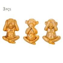 Kit Macaco Dourado Em Ceramica - 3 Pcs Kit Macaco Dourado Em Ceramica - 3 Pcs