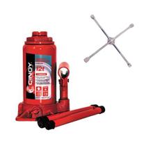 Kit macaco hidraulico 12t e chave de roda 17 19 21 23 cinoy