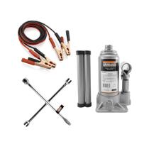 Kit Macaco Hidráulico Garrafa 6t Chave Roda e Cabo Bateria