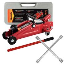 Kit macaco jacaré portátil 02 ton c/maleta 5100855 - SPARTA + chave roda cruz 4 bocas - SIGMA TOOLS
