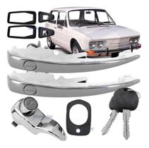 Kit Maçaneta Ext Porta C/chaves Cromado Brasilia Todas + Capo + Motor