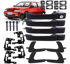 Kit Maçaneta Externa Interna Gol Parati G2 1996 1997 1998 1999 Preta 4 Portas