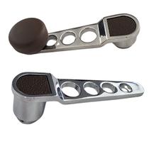 KIT Maçaneta + Manivela Vidro Esportiva Cromada Marrom Fusca