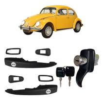 Kit Maçaneta Porta Cilindro Motor Chave Fusca 77 A 96 Preto