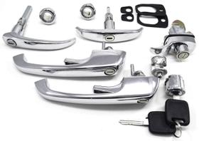 Kit Maçanetas de Metal Cromadas Externas Portas Cilindro de Ignição Kombi Clipper até 1997 Kit Maçanetas de Metal Cromadas Externas Portas Cilindro de Ignição Kombi Clipper até 1997