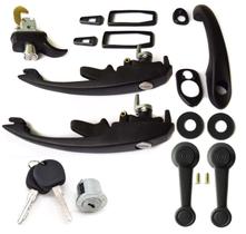 Kit Maçanetas Portas Motor Mala Preto - Mesma Chave compatível com Fusca após 1978