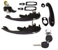 Kit Maçanetas Pretas Portas Cilindro Ignição Fecho Motor Alça Capô Metal Mesma Chave pra Tudo - Fusca 1978 Em Diante