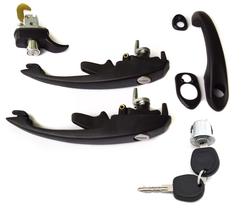 Kit Maçanetas Pretas Portas Cilindro Ignição Fecho Motor Alça Capô Metal Mesma Chave pra Tudo - Fusca 1978 Em Diante