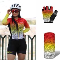 Kit Macaquinho de Ciclismo Pineapple Longo + Luva + Bandana