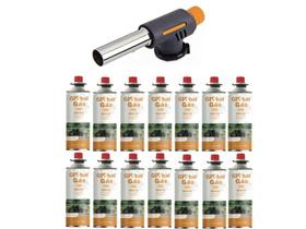 Kit maçarico culinário automatico controle da chama artesanato solda + 14 refil gás globalmix 227g Kit maçarico culinário automatico controle da chama artesanato solda + 14 refil gás globalmix 227g