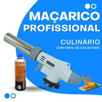 Kit Maçarico Culinario Regulavel Gourmet + 1 Refil Gás Butano - MATMIX