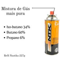 Kit maçarico grafite automatico manual gt6009 cozinha solda profissional + 2 refil nautika 227g