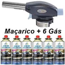 Kit Maçarico Portátil Com Controle Manual + 6 Latas De Refil