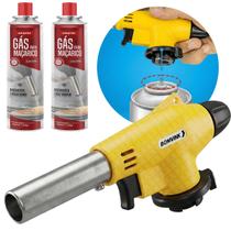 Kit Maçarico Portátil Encaixe Refil Para Artesanato Soldagem + 2 Cartucho de Gás Para Maçarico 400ml Kit Maçarico Portátil Encaixe Refil Para Artesanato Soldagem + 2 Cartucho de Gás Para Maçarico 400ml