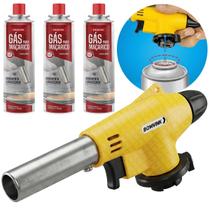 Kit Maçarico Portátil Encaixe Refil Para Artesanato Soldagem+ 3 Cartucho de Gás Maçaricos 400ml/215g Kit Maçarico Portátil Encaixe Refil Para Artesanato Soldagem+ 3 Cartucho de Gás Maçaricos 400ml/215g