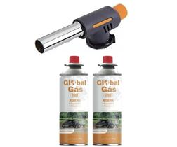 Kit maçarico portatil grafite automatico globalmix gt6009 + 2 refil buddy volcano