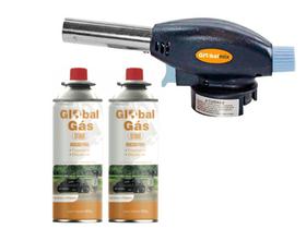 KIT MAÇARICO PORTATIL GRAFITE AUTOMATICO GLOBALMIX GT6019 + 2 REFIL 227g